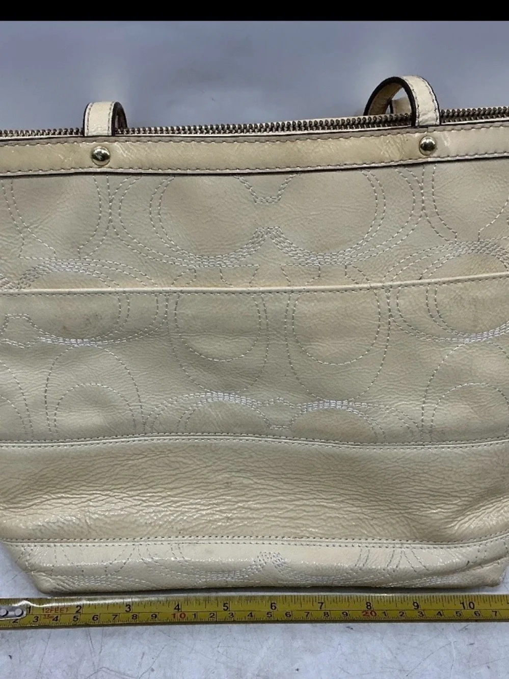Coach Metallic Light Yellow Leather Tote